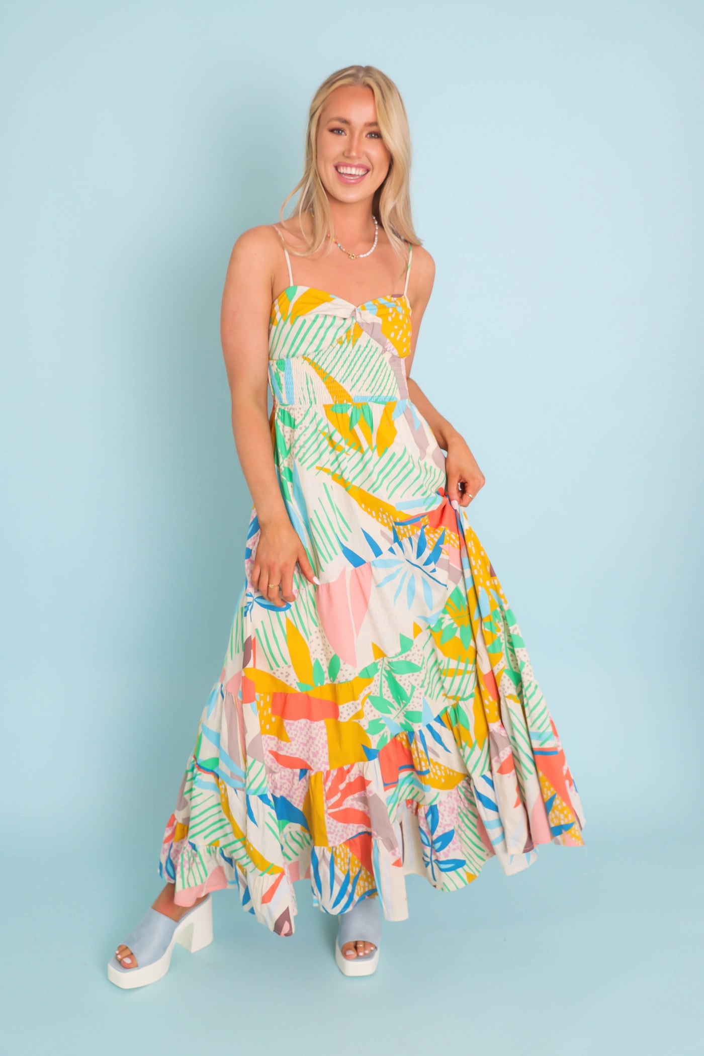 Women's Tropical Print Maxi Dress- Women's Colorful Vacation Dresses- FATE Maxi Print Dress