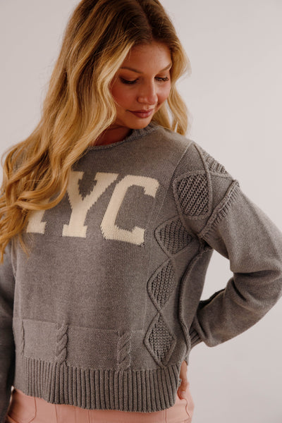 Women's Knitted NYC Sweater- Cable Knit New York Sweater- Aaron and Amber Paris Sweater