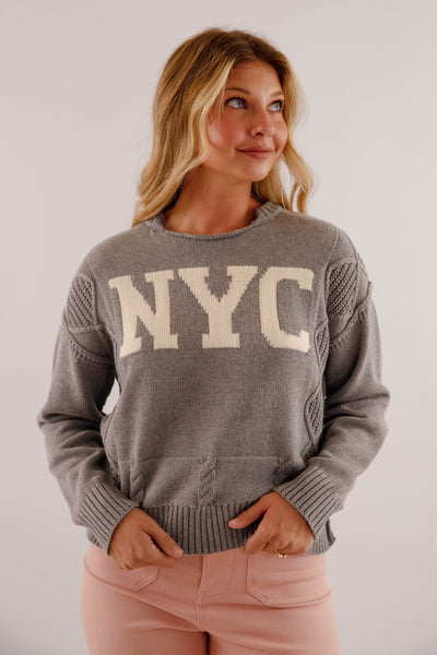 Women's Knitted NYC Sweater- Cable Knit New York Sweater- Aaron and Amber Paris Sweater