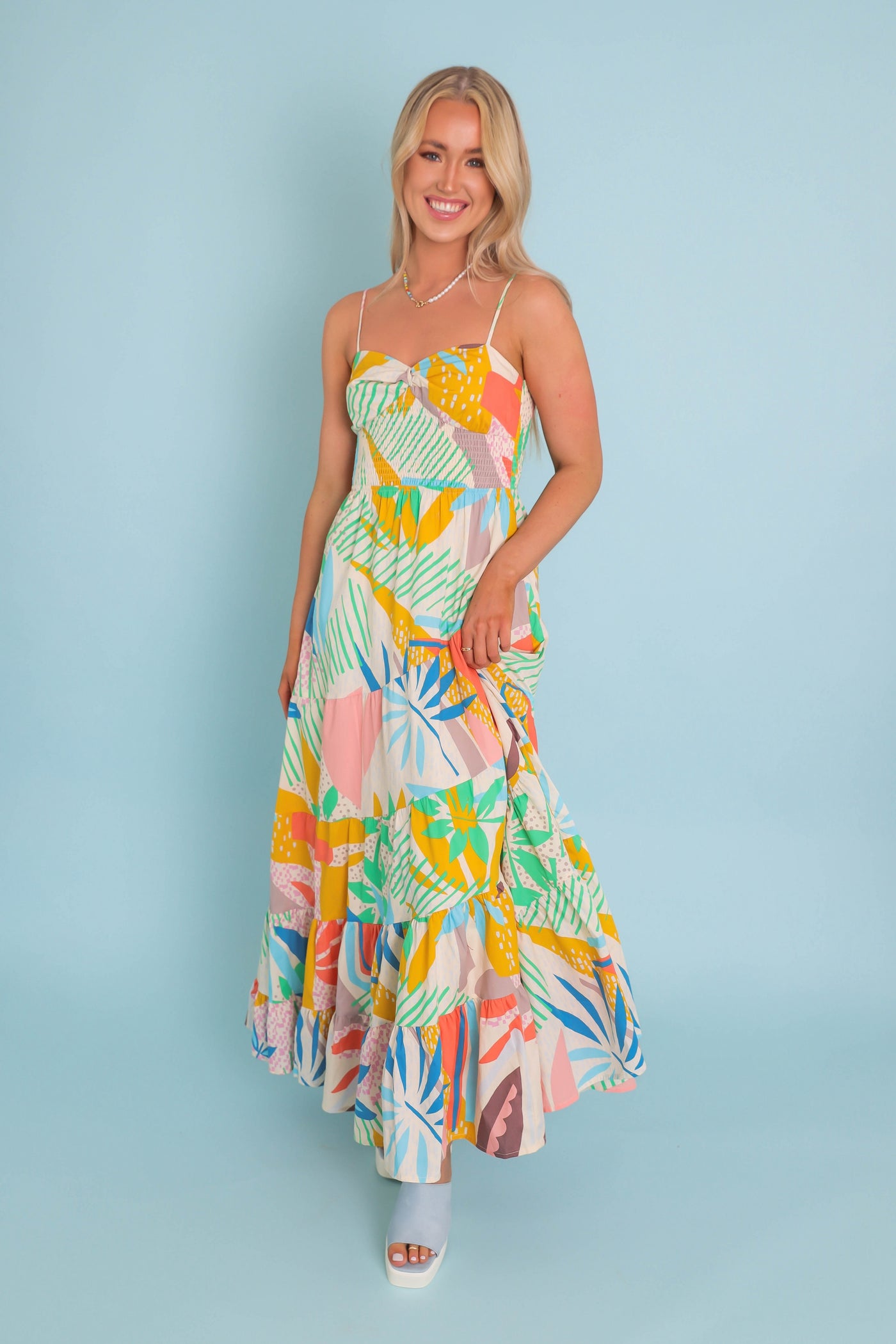 Women's Tropical Print Maxi Dress- Women's Colorful Vacation Dresses- FATE Maxi Print Dress