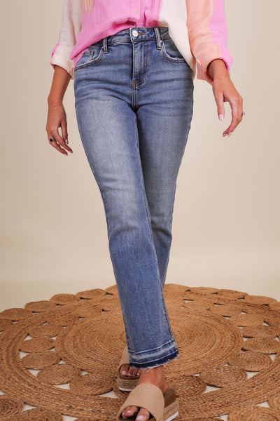 Women's Straight Leg Jeans- Women's Stretchy Jeans- Risen Jeans