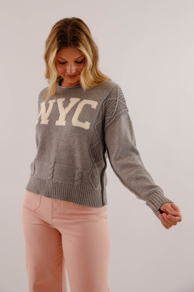 Women's Knitted NYC Sweater- Cable Knit New York Sweater- Aaron and Amber Paris Sweater