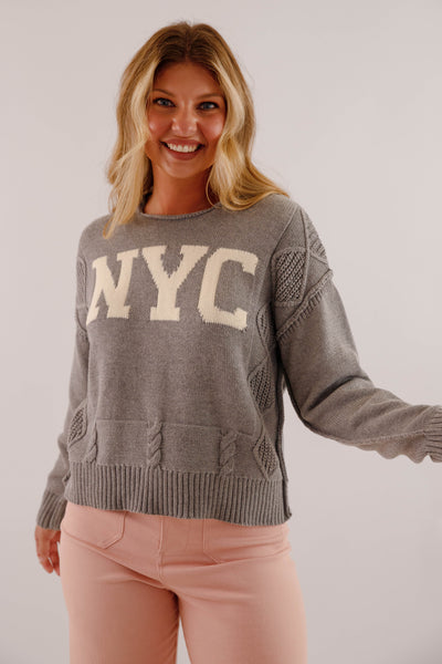 Women's Knitted NYC Sweater- Cable Knit New York Sweater- Aaron and Amber Paris Sweater
