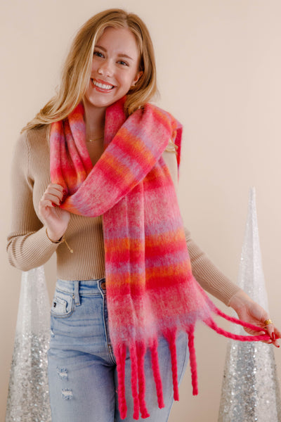 Multi Color Winter Scarf- Oversized Fuzzy Scarf- Blanket Scarf For Winter