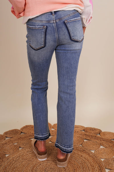 Women's Straight Leg Jeans- Women's Stretchy Jeans- Risen Jeans