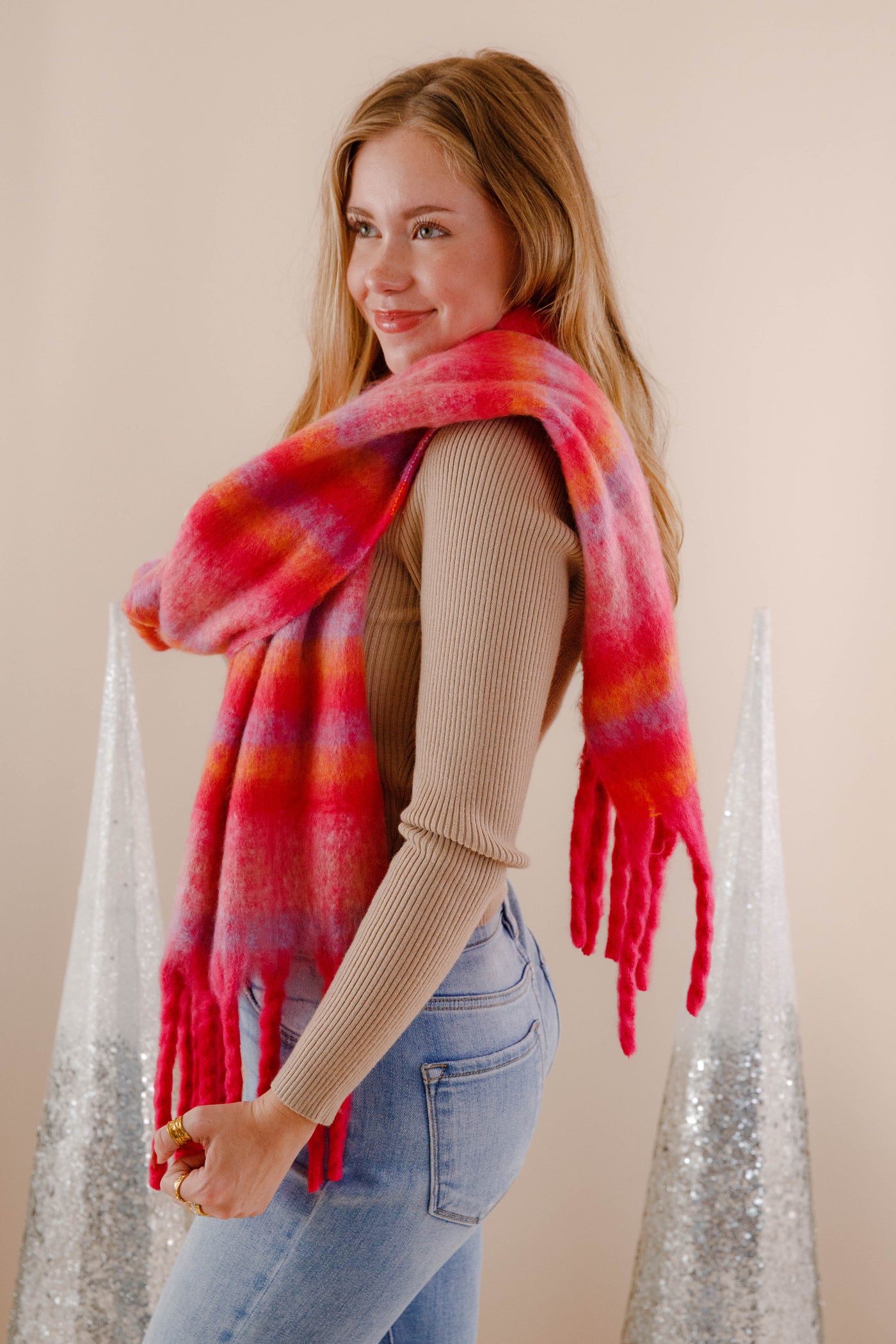 Multi Color Winter Scarf- Oversized Fuzzy Scarf- Blanket Scarf For Winter