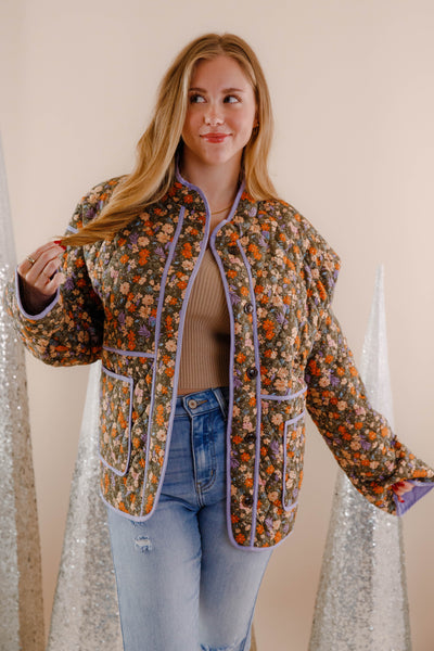 Floral Quilted Jacket- Women's Cotton Quilted Jacket- In Loom Quilted Jackets