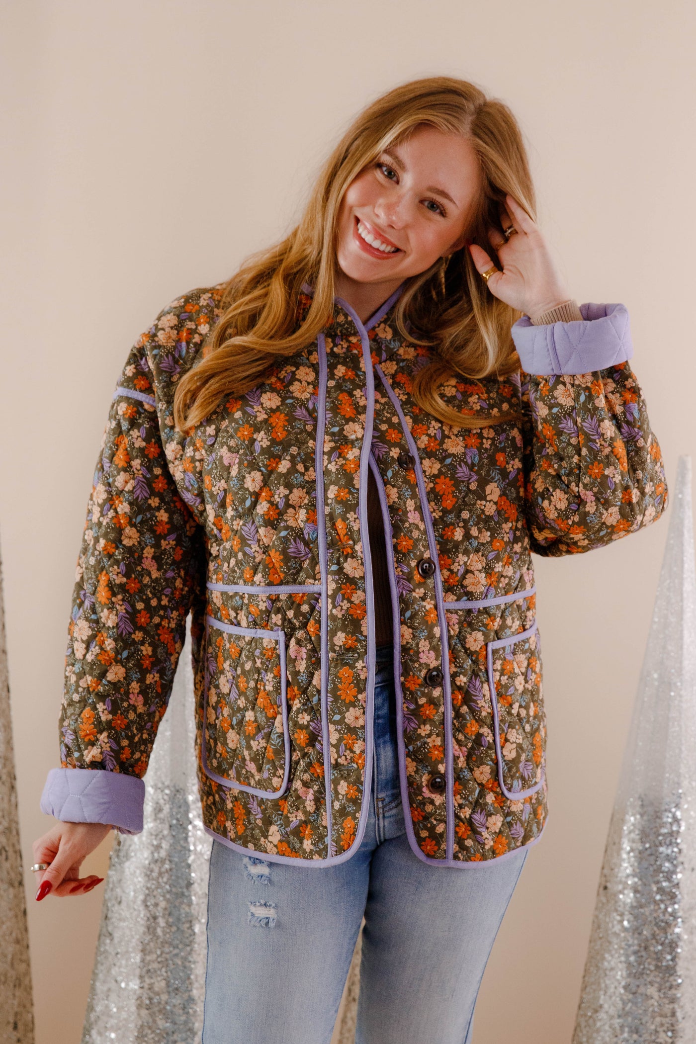 Floral Quilted Jacket- Women's Cotton Quilted Jacket- In Loom Quilted Jackets