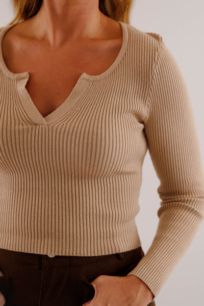 Women's Basic Ribbed Top- Women's Stretchy Long Sleeve Layering Top