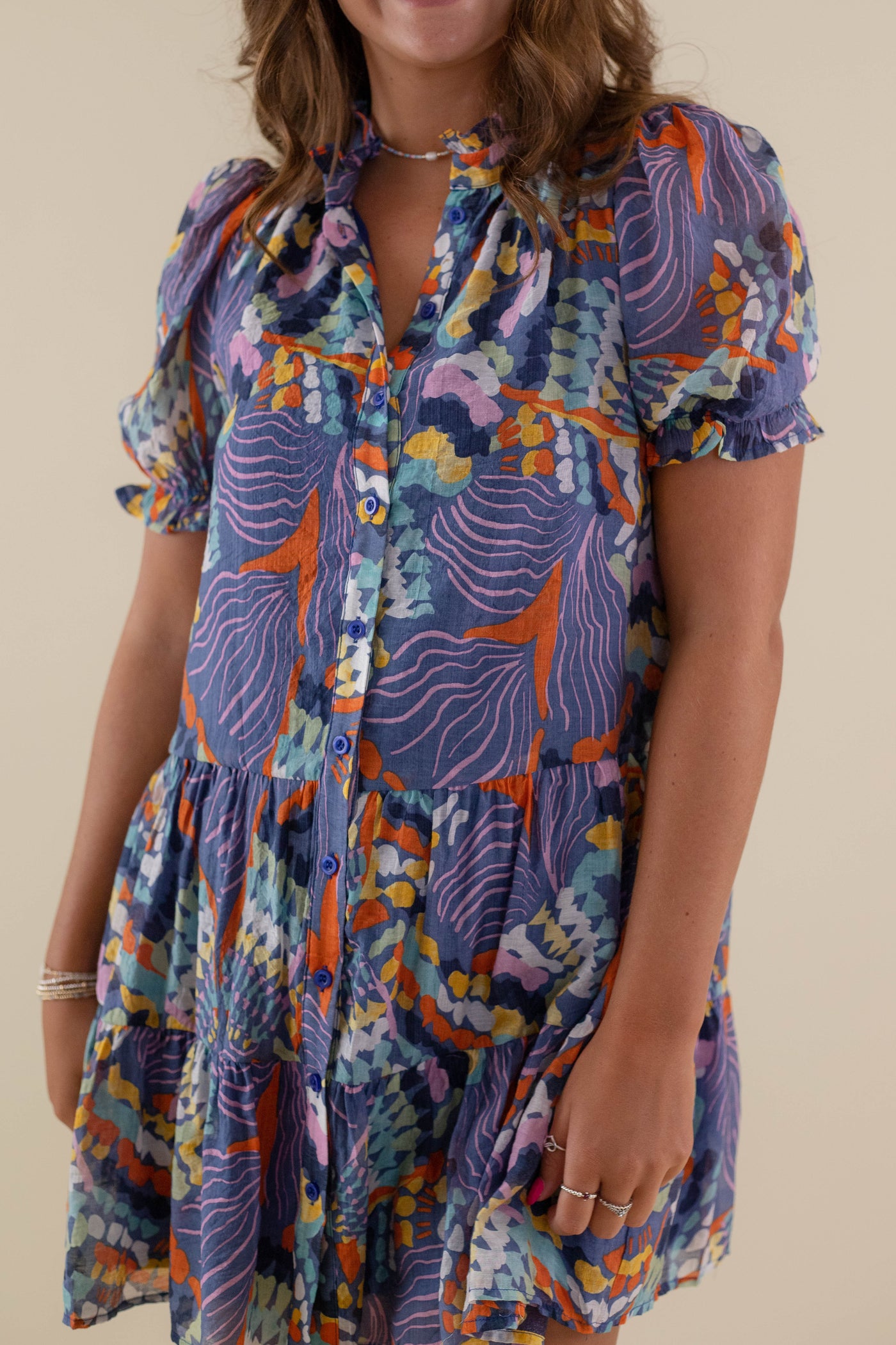 Abstract Printed Dress- Women's Colorful Print Dress- TCEC Dresses