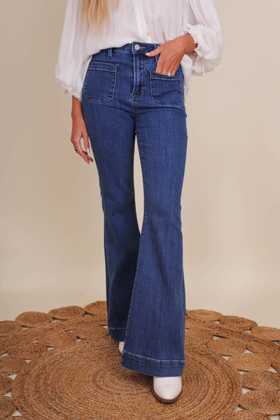 Women's Denim Flare Jeans- Women's Vintage Style Flares- Risen Jeans