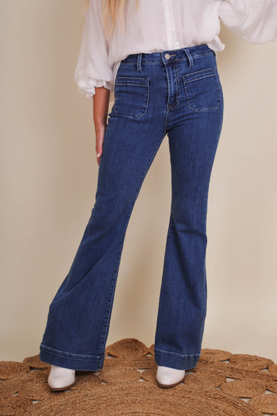 Women's Denim Flare Jeans- Women's Vintage Style Flares- Risen Jeans