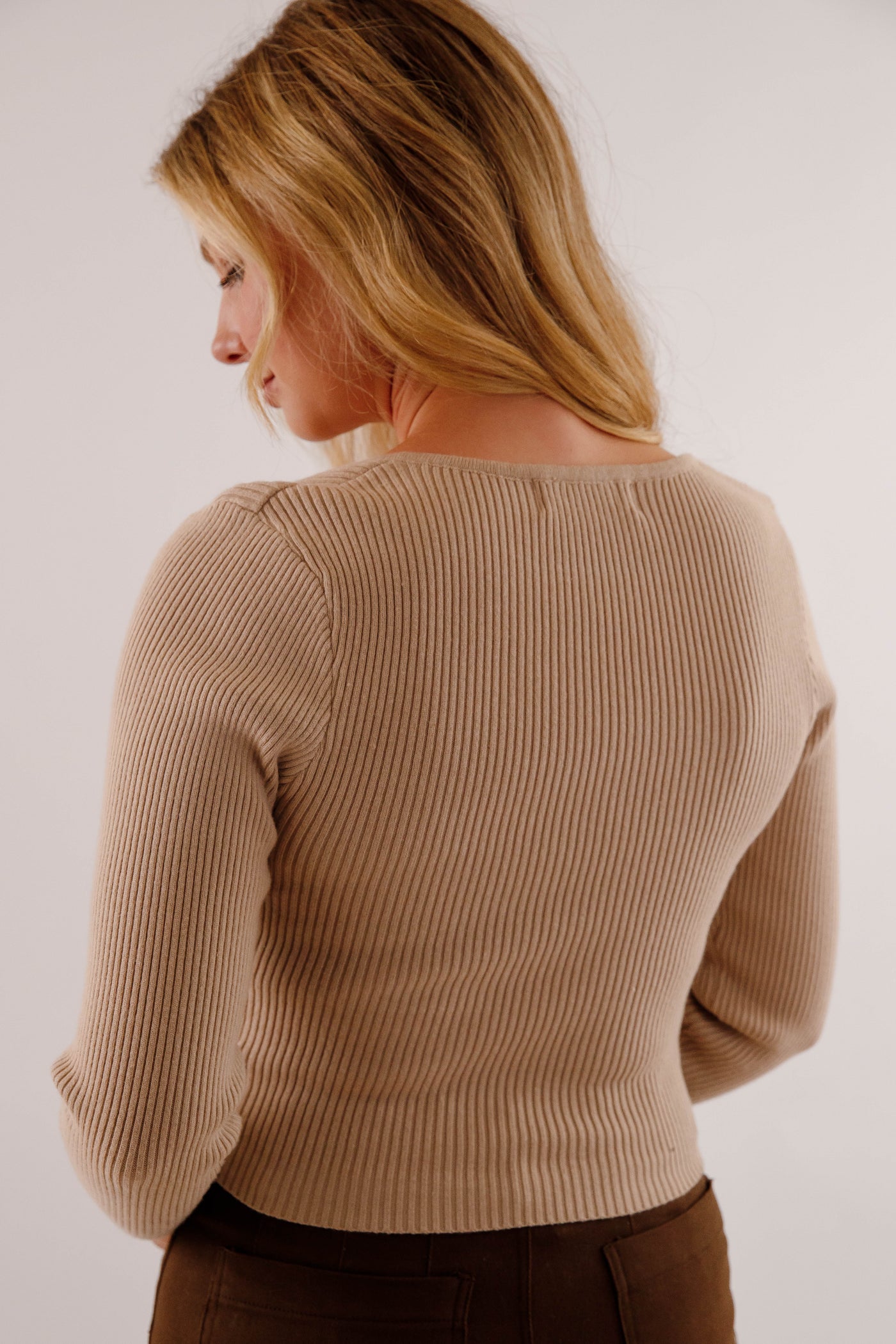 Women's Basic Ribbed Top- Women's Stretchy Long Sleeve Layering Top