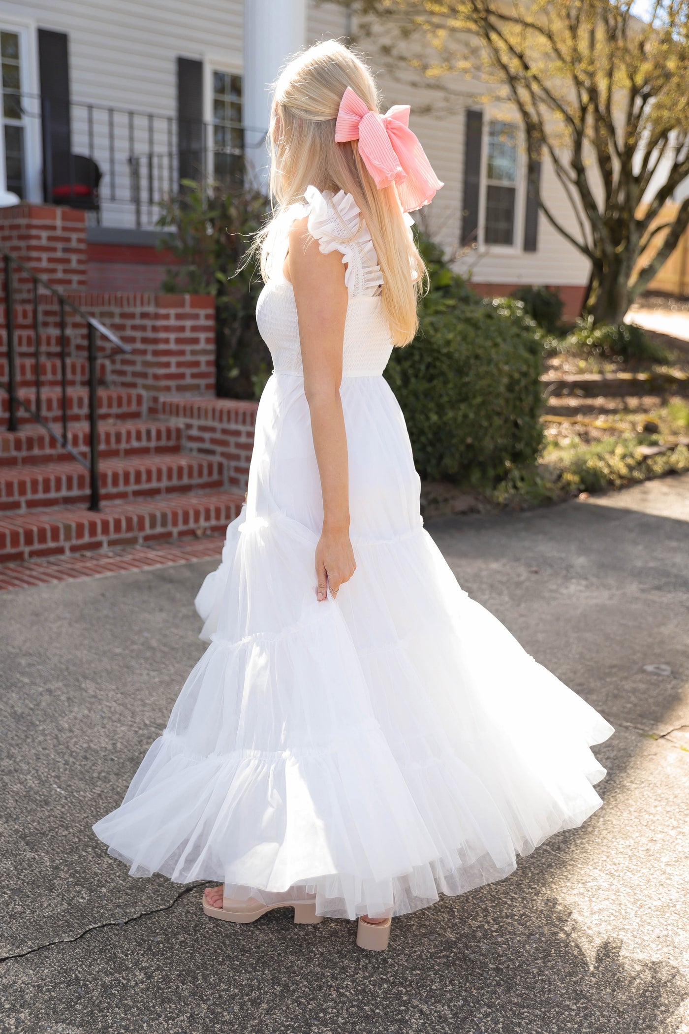 White Tulle Maxi Dress- Women's Cocktail Dresses- Mable White Tulle Dress