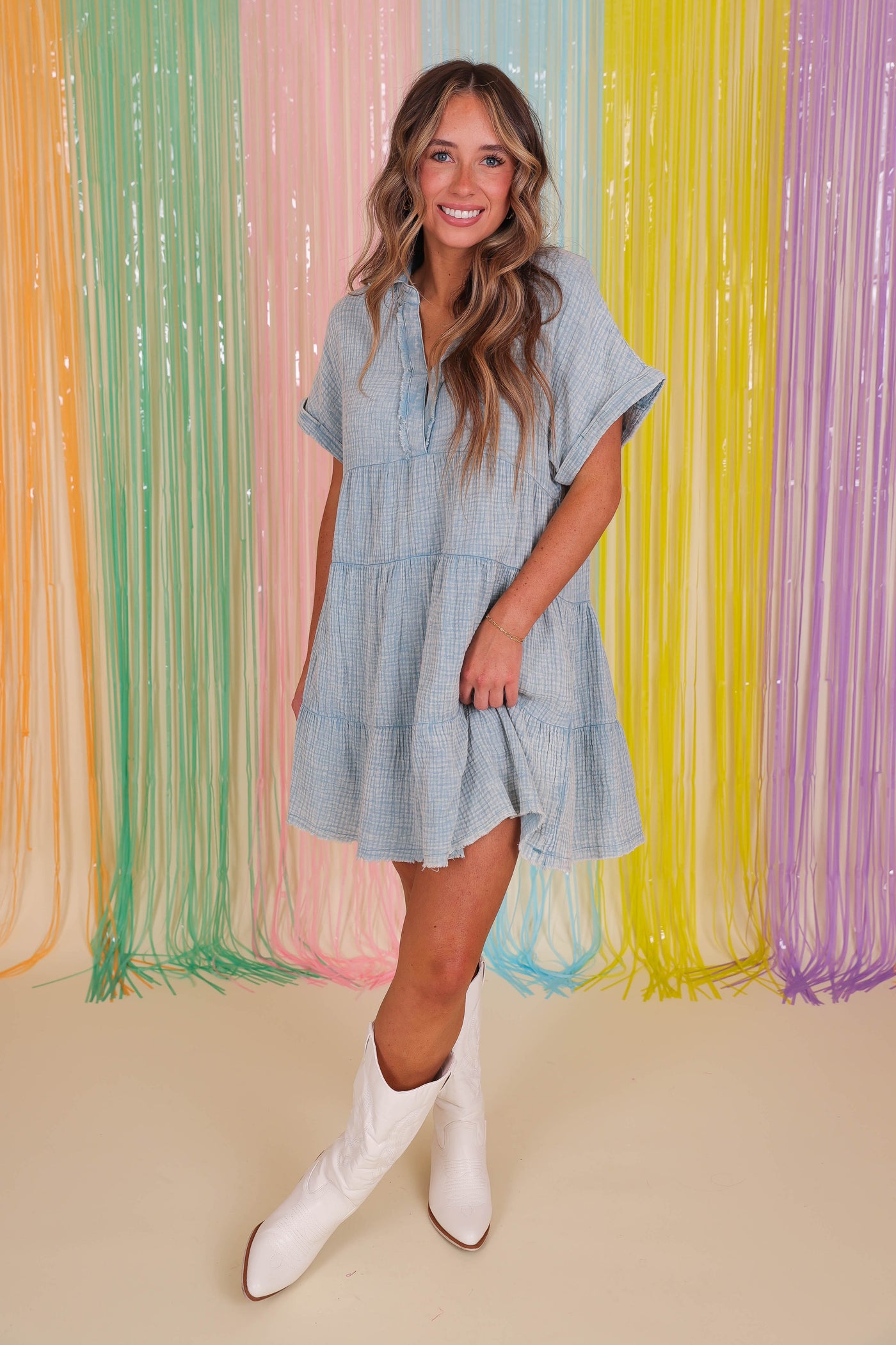 Mineral Wash Tiered Dress- Women's Oversized Dresses- Umgee Mineral Wash Tunic