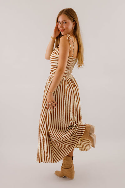 Striped Cotton-Blend Midi Dress with Pockets- Taylor Swift Engagement Dress