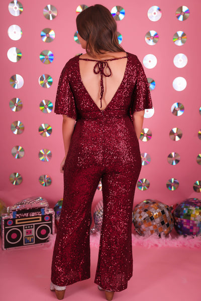 Red Sequin Jumpsuit- Women's Sequin Jumpsuit- Fun Women's Outfits