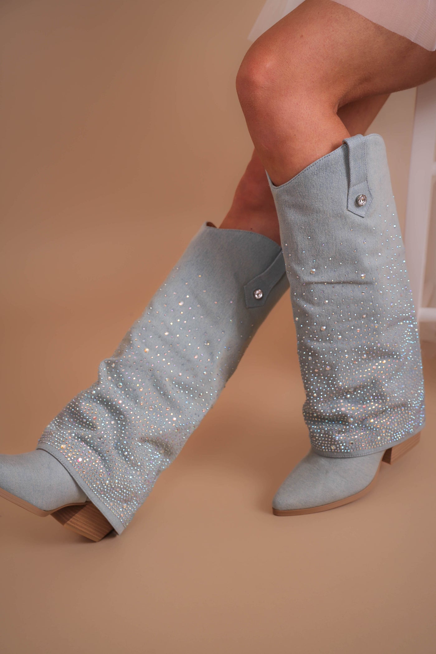 Margot Rhinestone Denim Boots