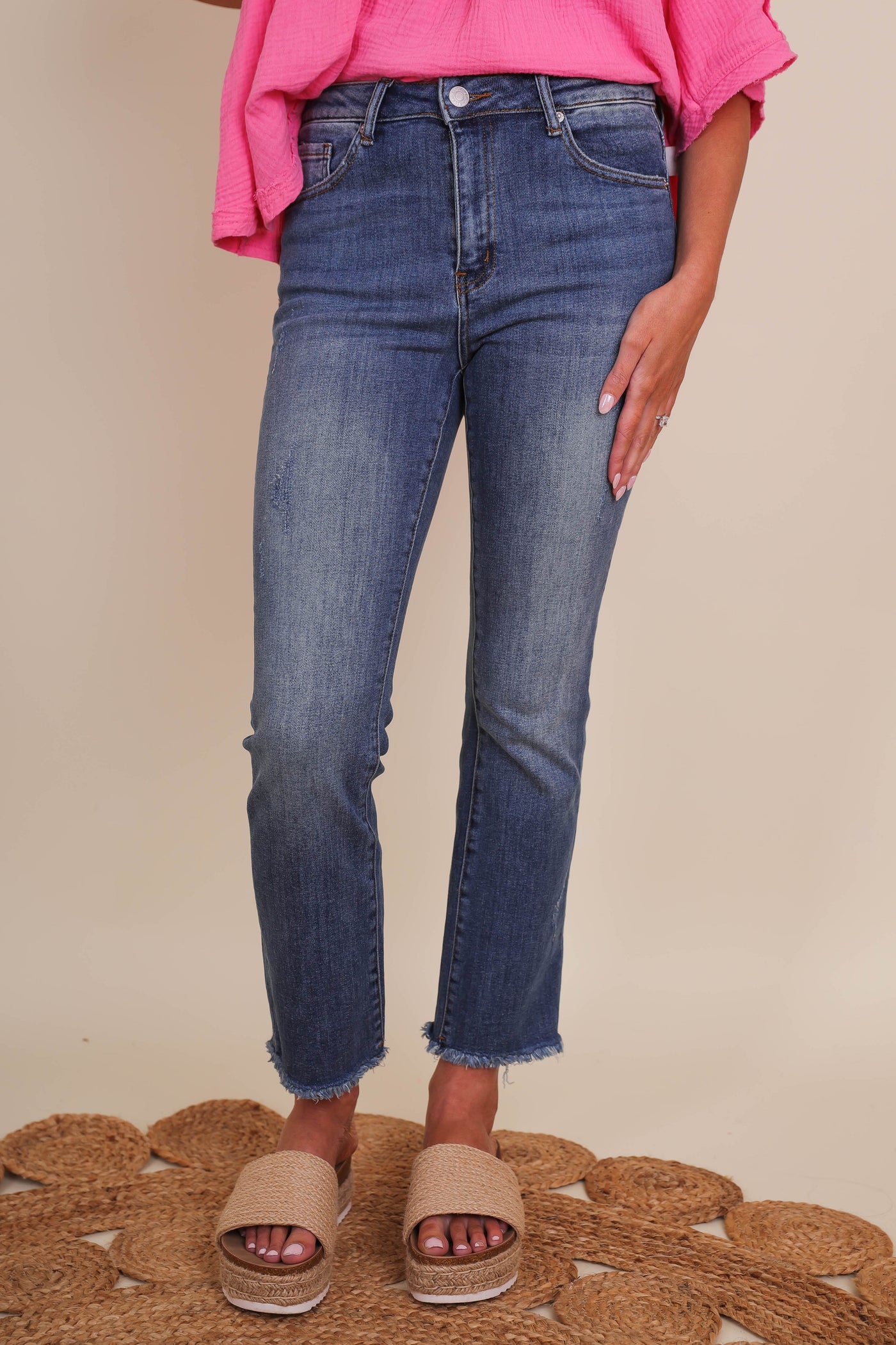 Medium Wash Straight Leg Denim- Women's Straight Leg Jeans- Risen Jeans