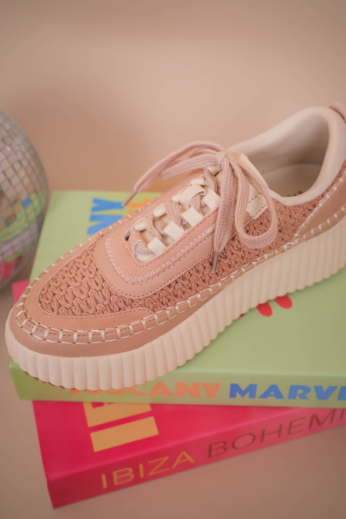 Nude Pink Knit Sneakers- Women's Trendy Platform Sneakers- Dulce Knit Sneakers
