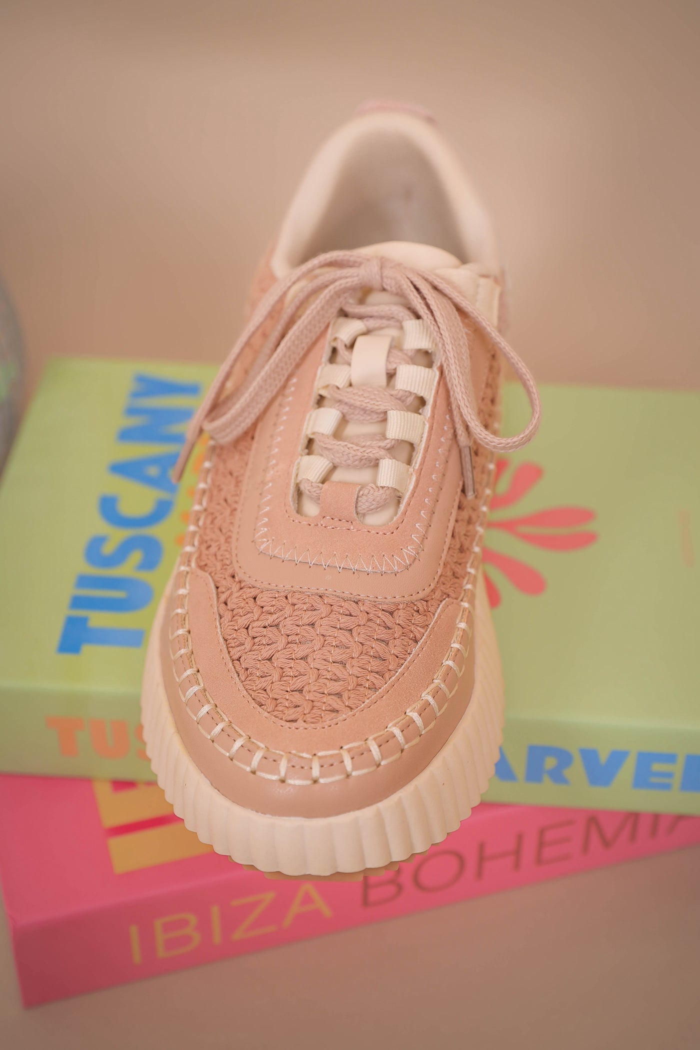 Nude Pink Knit Sneakers- Women's Trendy Platform Sneakers- Dulce Knit Sneakers