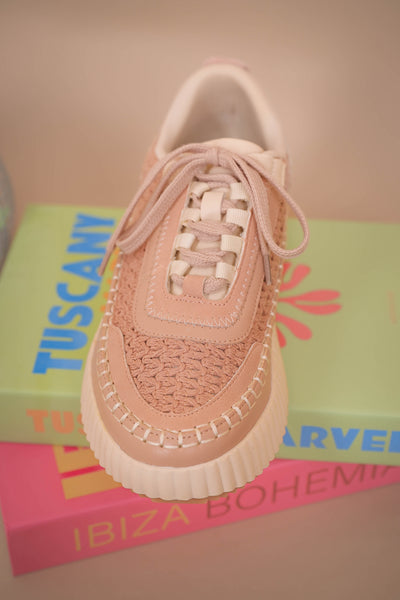 Nude Pink Knit Sneakers- Women's Trendy Platform Sneakers- Dulce Knit Sneakers