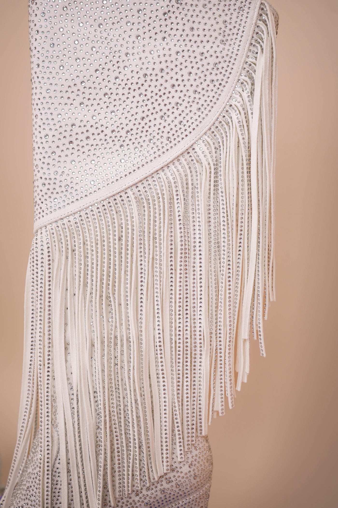 Women's White Rhinestone Fringe Boots- Tall Rhinestone Fringe Boots- Pierre Dumas Rhinestone White Boots