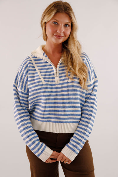 Giving Compliments Pullover-Blue