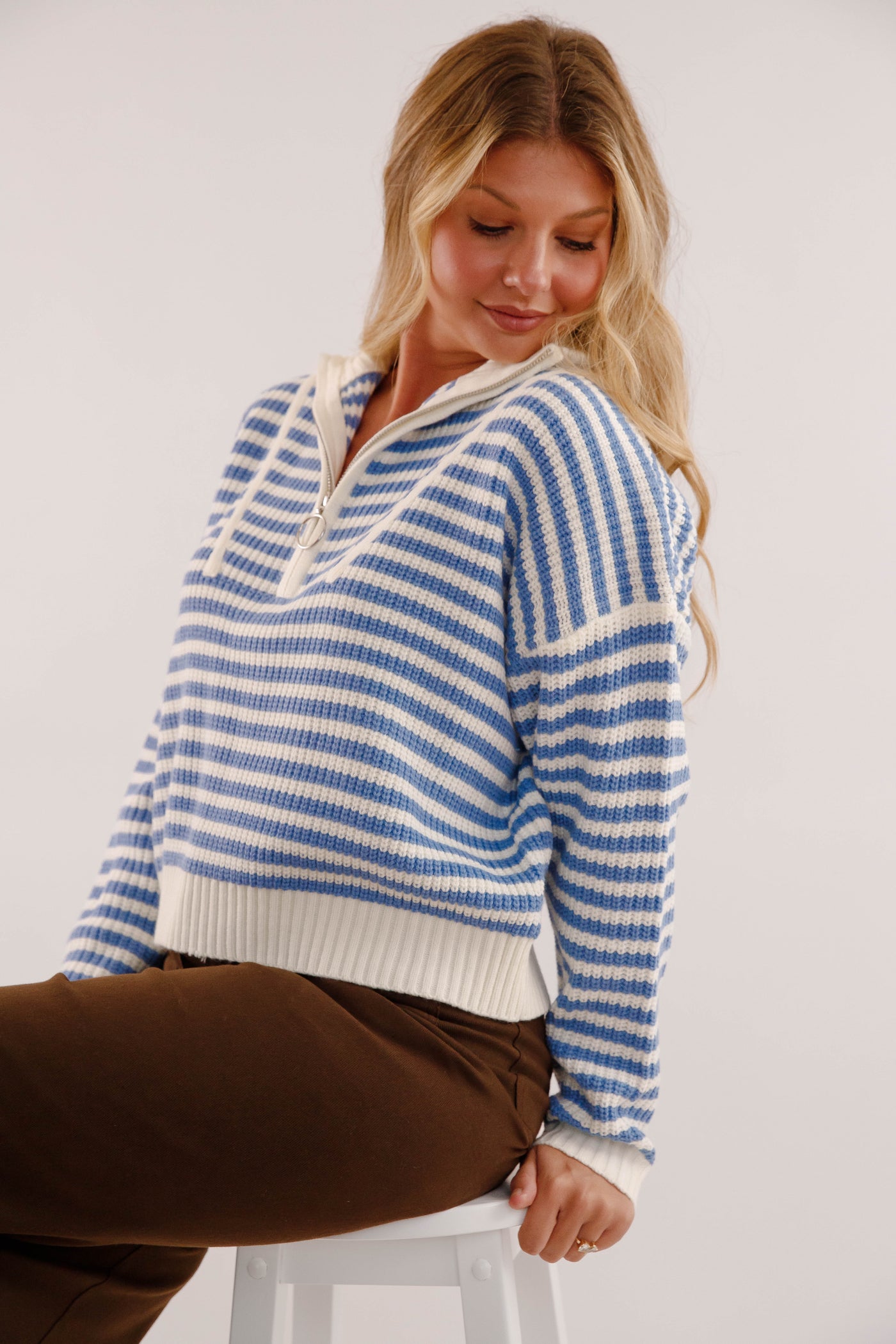 Giving Compliments Pullover-Blue
