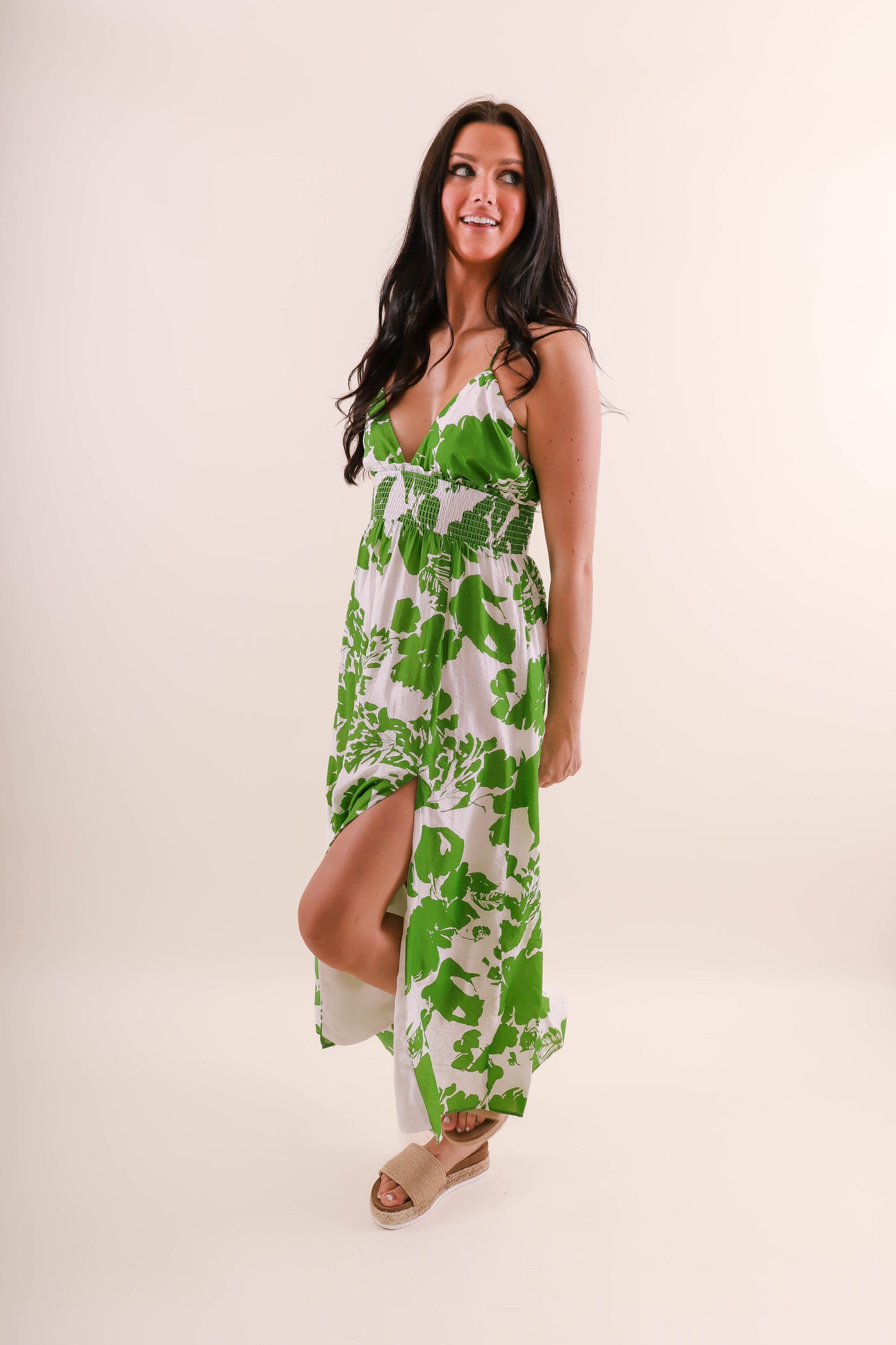 Women's Vacation Dresses- Tropical Print Vacation Maxi Dress