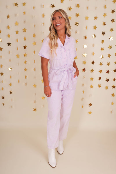 Lilac Jumpsuit- Women's Lilac Utility Jumpsuit- Women's Cotton Jumpsuit- Skies Are Blue Jumpsuit