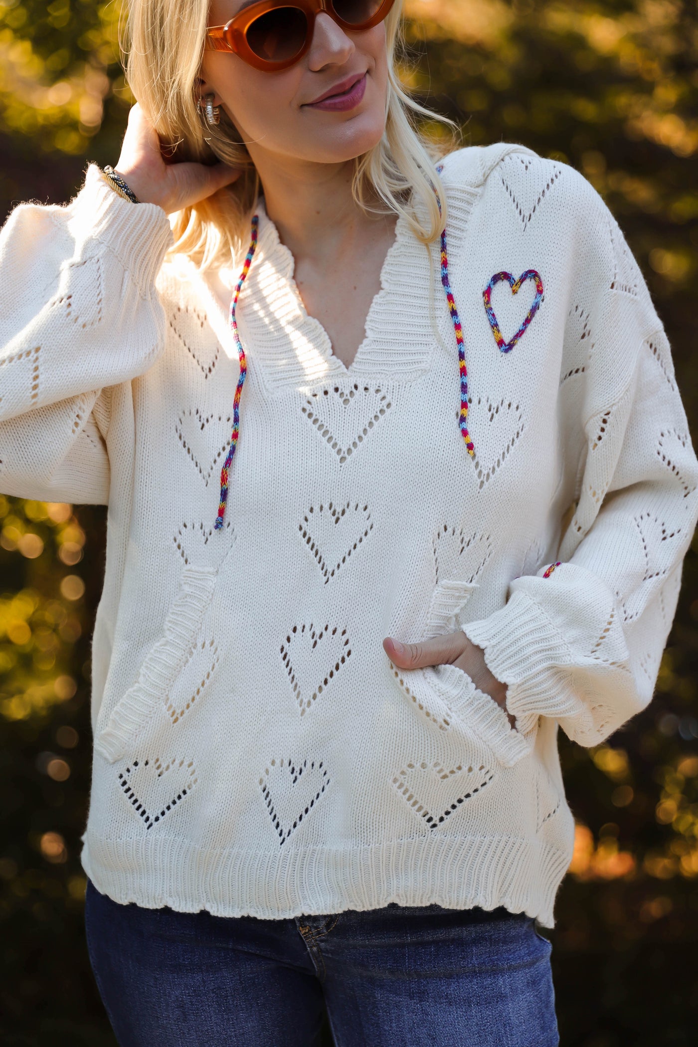 Women's Heart Sweater- Women's Hoodie With Hearts- &Merci Heart Hoodie