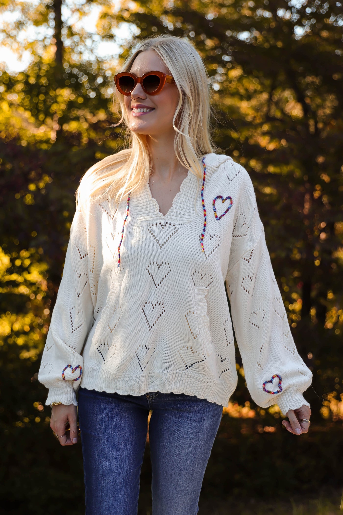 Women's Heart Sweater- Women's Hoodie With Hearts- &Merci Heart Hoodie