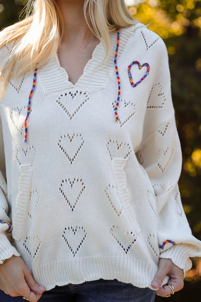 Women's Heart Sweater- Women's Hoodie With Hearts- &Merci Heart Hoodie