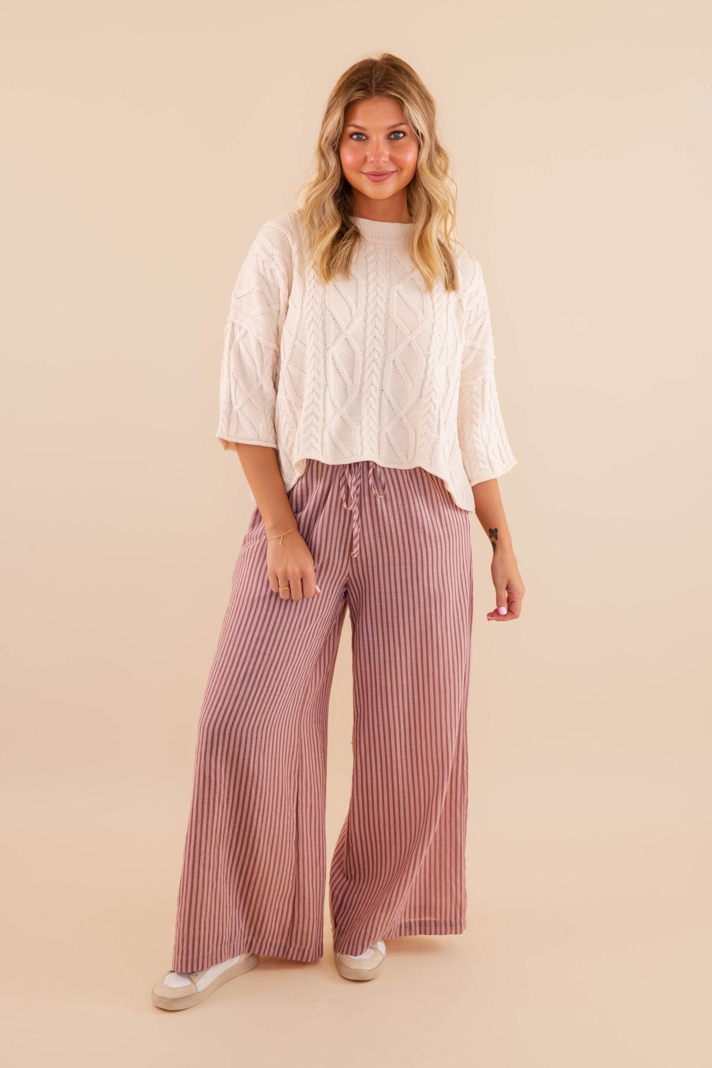 Light Weight Striped Pants- Comfortable Travel Pants- Work Appropriate Pants- Promesa Striped Pants