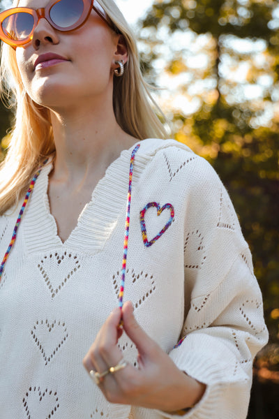 Women's Heart Sweater- Women's Hoodie With Hearts- &Merci Heart Hoodie