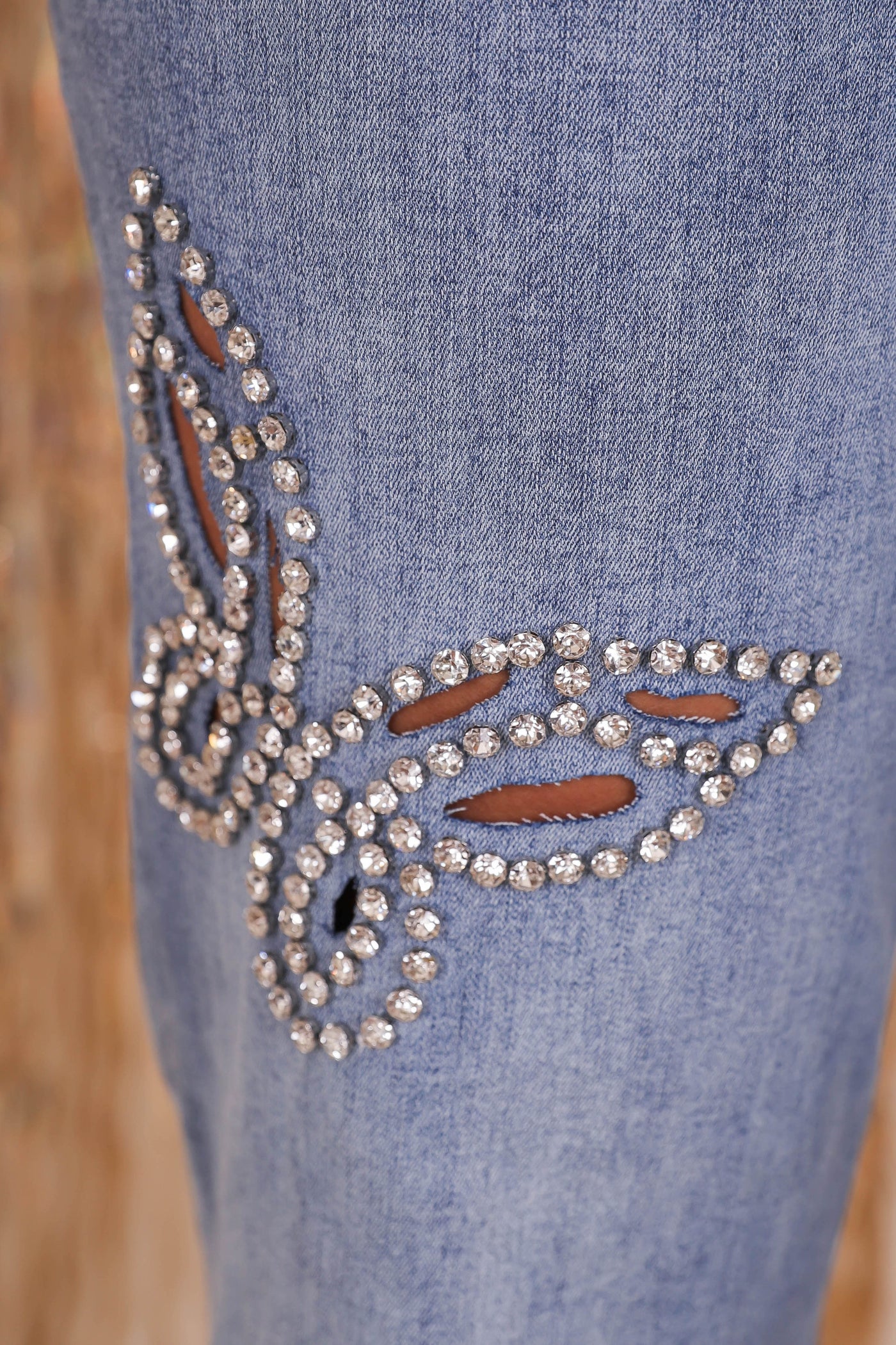 Women's Rhinestone Straight Leg Jeans- Women's Rhinestone Butterfly Denim- Taylor Butterfly Jeans