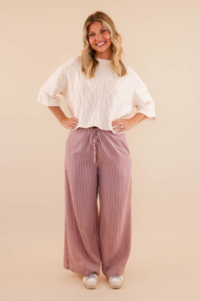 Light Weight Striped Pants- Comfortable Travel Pants- Work Appropriate Pants- Promesa Striped Pants