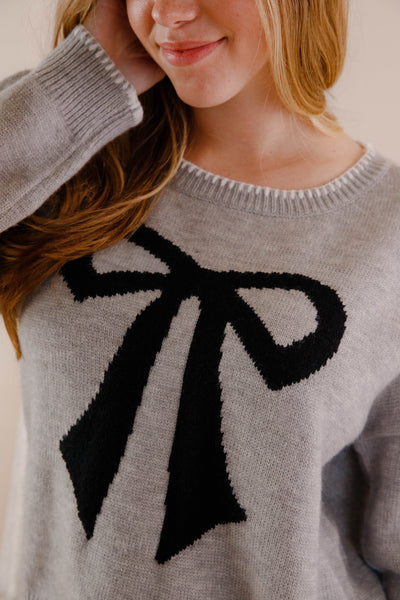 Black Bow Knit Sweater- Girly Bow Sweater- Women's Bow Sweaters