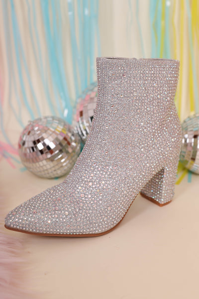 Silver Rhinestone Boots- Silver Rhinestone Booties- Silver Concert Boots- Iceberg 12 Boots