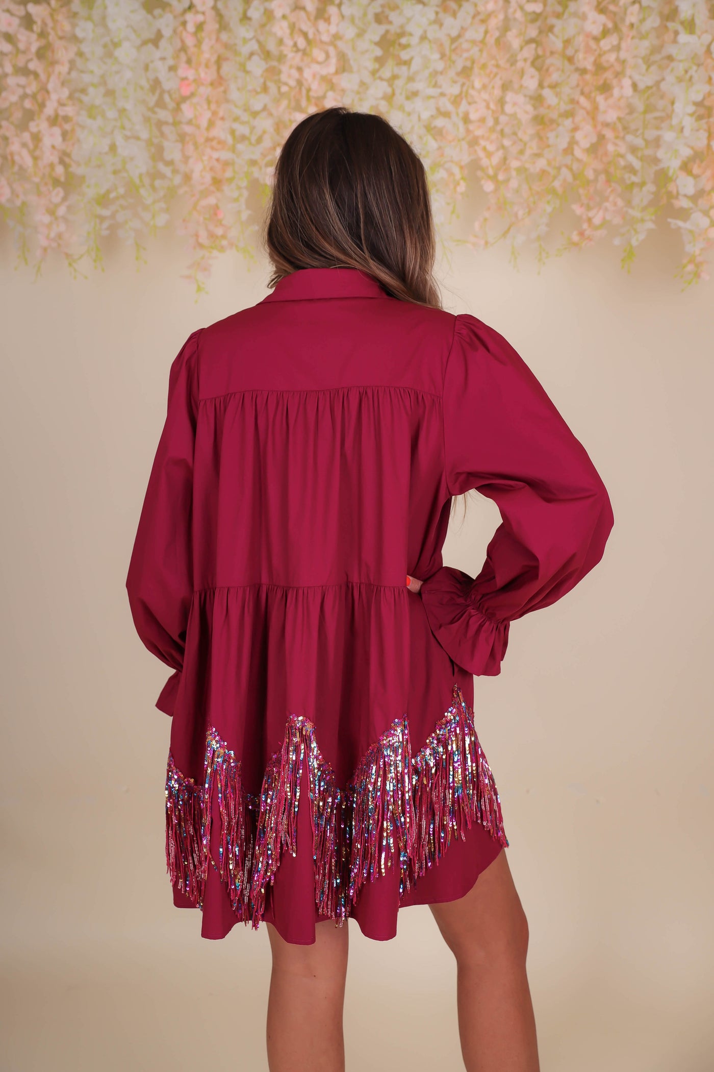 Sequin Fringe Dress- Tiered Sequin Dress- Fantastic Fawn Dress