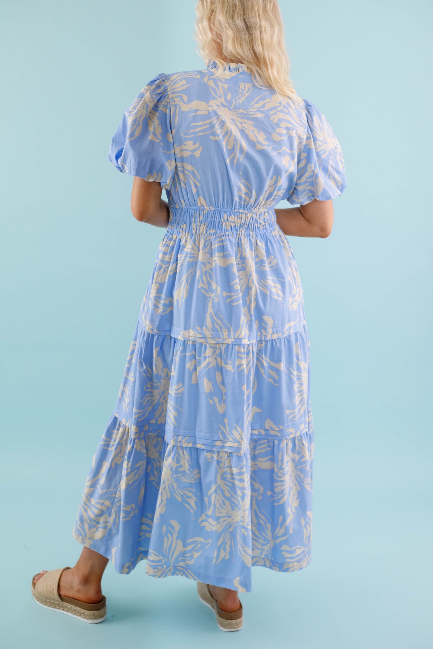 Blue Floral Print Maxi Dress- Women's Modest Dresses- Jodifl Maxi Dress