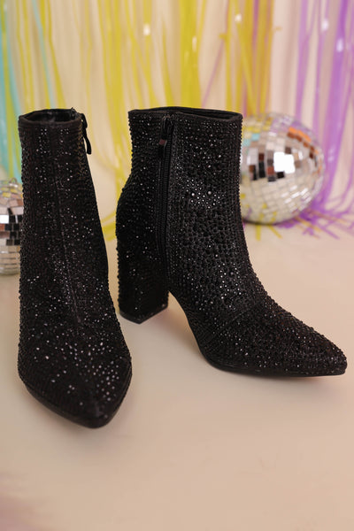 Black Rhinestone Boots- Black Rhinestone Booties- Black Concert Boots- Iceberg 12 Boots