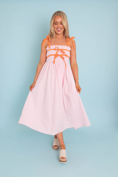 Pink Bow Maxi Dress- Women's Pink Bow Dress- Umgee Pink Dress