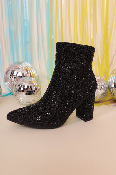 Black Rhinestone Boots- Black Rhinestone Booties- Black Concert Boots- Iceberg 12 Boots