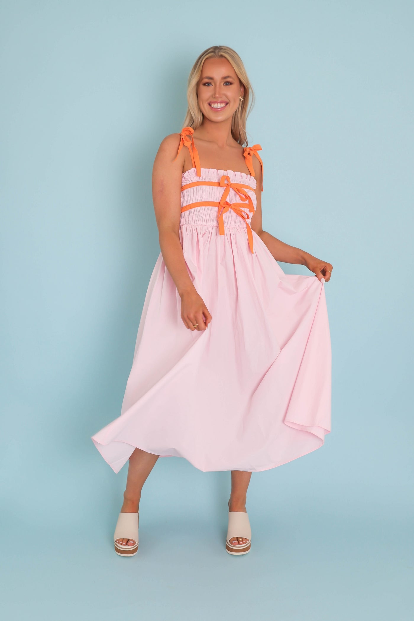 Pink Bow Maxi Dress- Women's Pink Bow Dress- Umgee Pink Dress