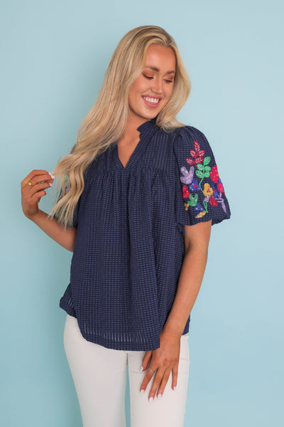 RESTOCK: Blossoming Into More Blouse-Navy