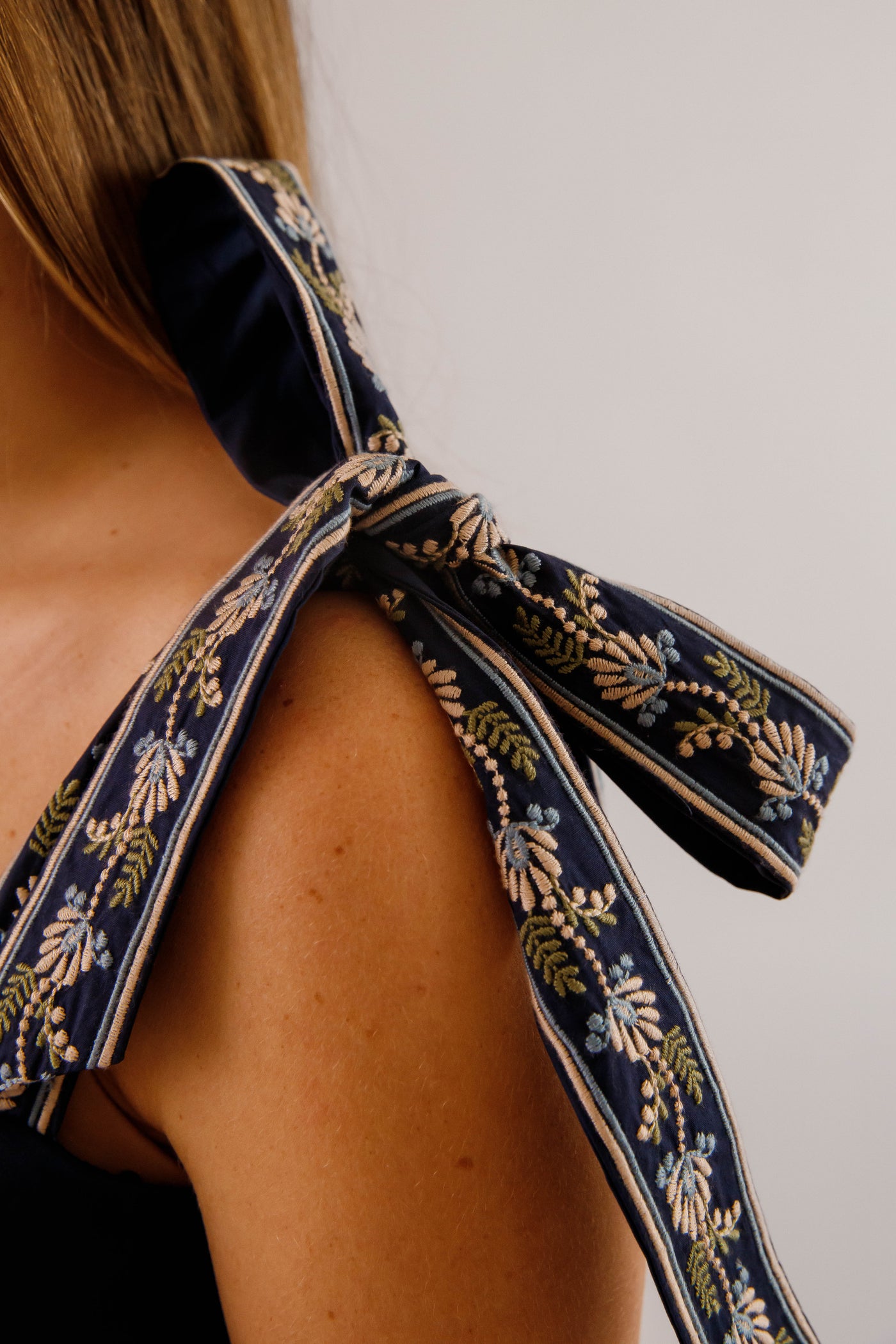 Navy Blue Embroidered Maxi- Women's Boho Style Dresses- Mable Maxi Dress