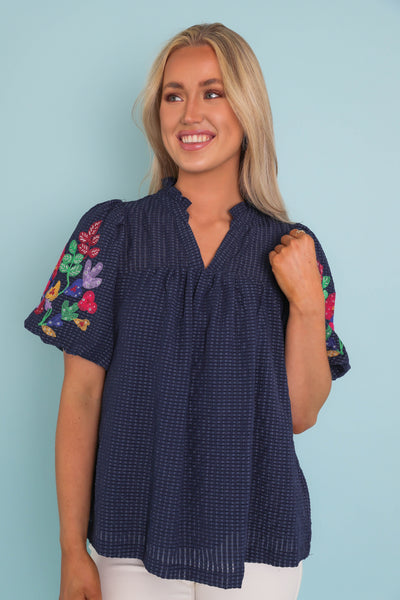 RESTOCK: Blossoming Into More Blouse-Navy