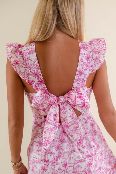 Tropical Print Dress- Pink Maxi Dress- Coastal Grandmother Dresses